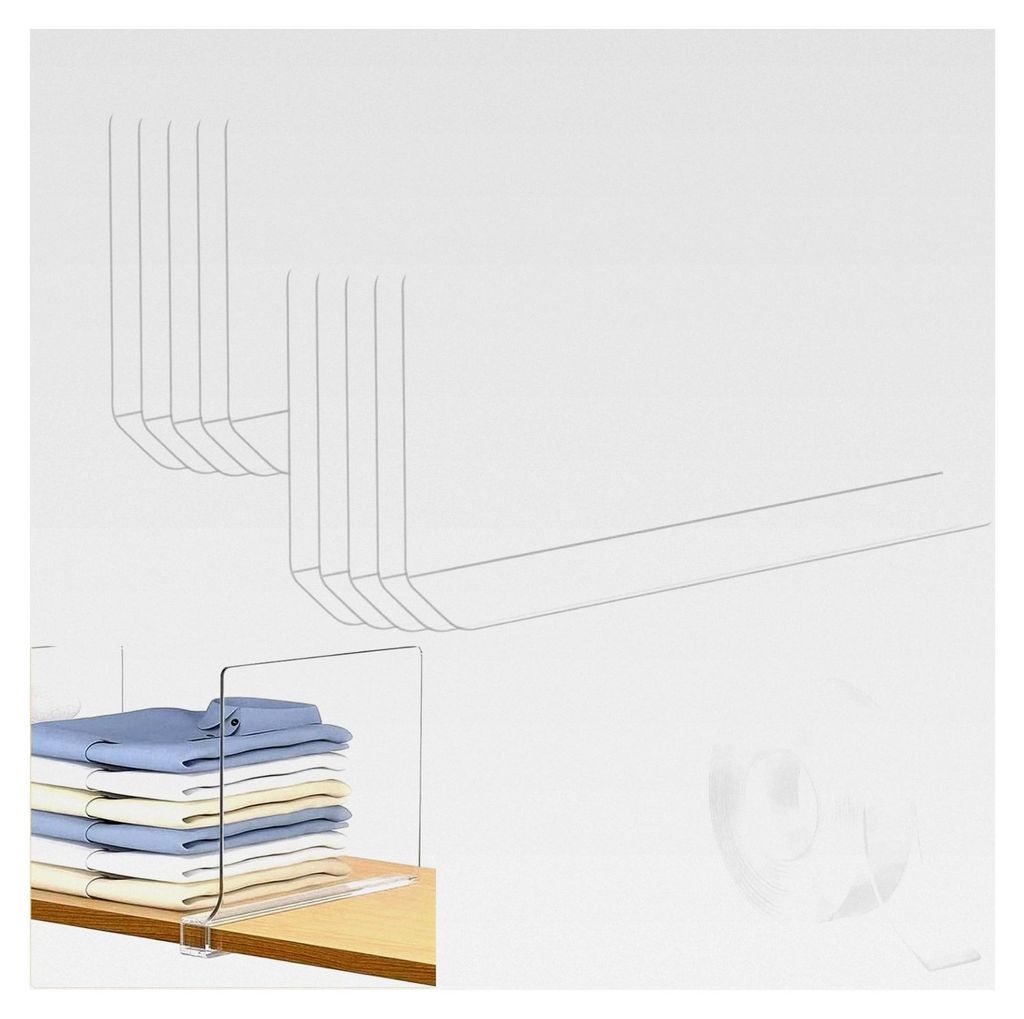 10 Stück transparente Regaltrenner mit Klebeband, PVC-Material für Schranktrennung, geeignet zur Organisation von Kleiderschränken, Schränken u...