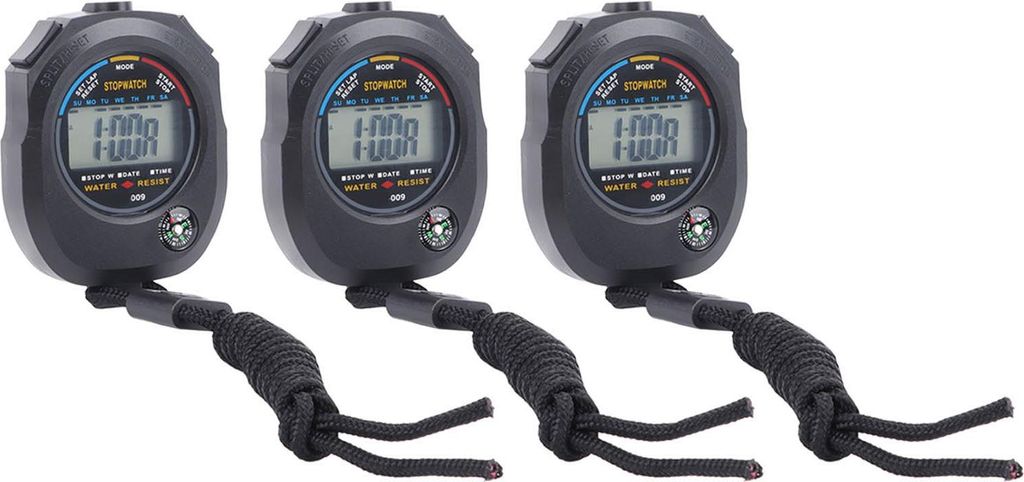 3 PCS Sports Stopwatch High Accuracy Waterproof 40mah Image du produit 