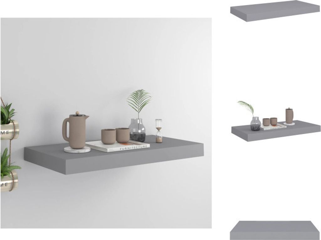 vidaXL Schweberegal Grau 50x23x3,8 cm MDF - Wandregale