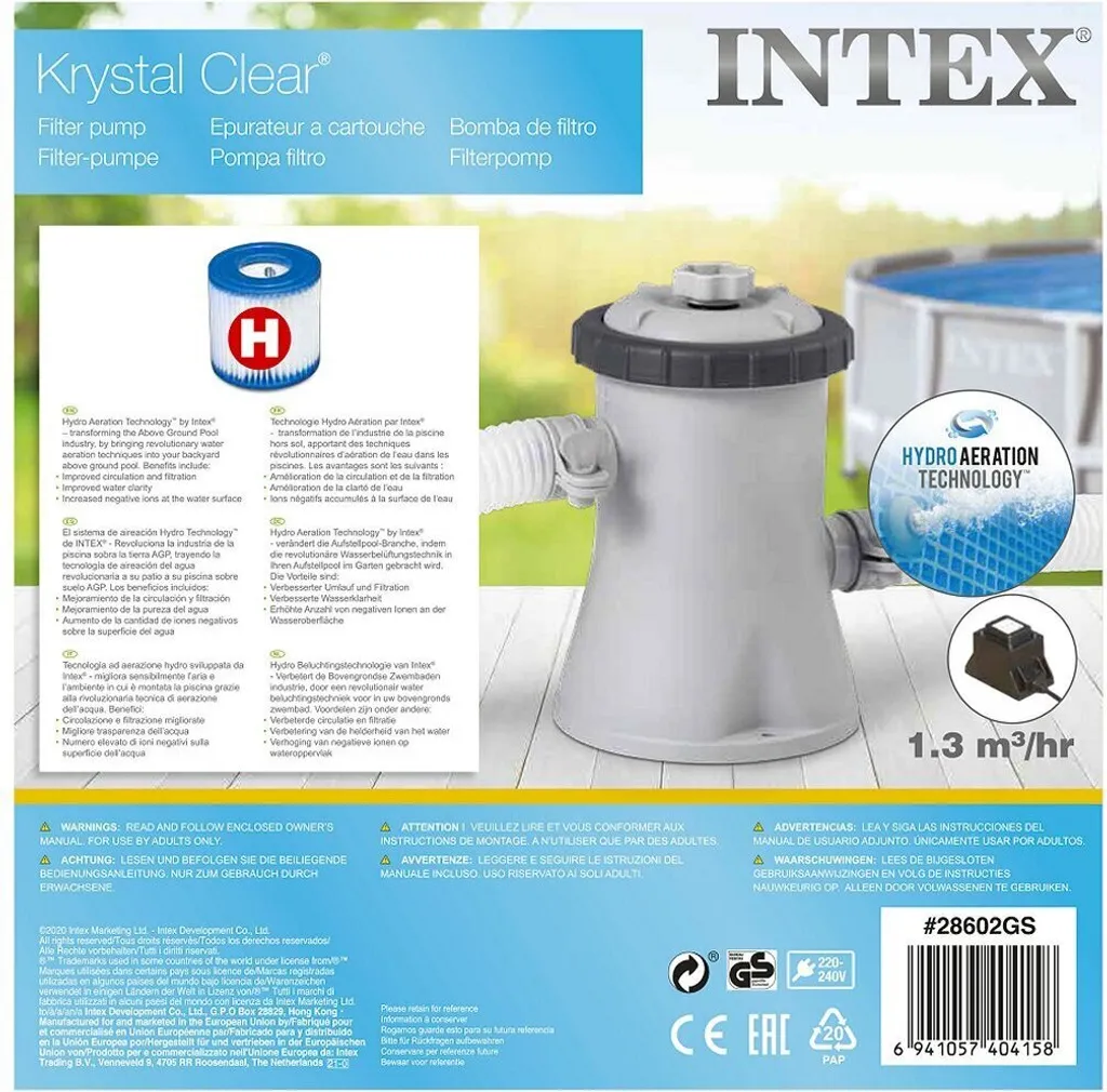 Filtration de Piscine Intex 1,25 m³/h - Idéal pour Modèles Easy Set - 28