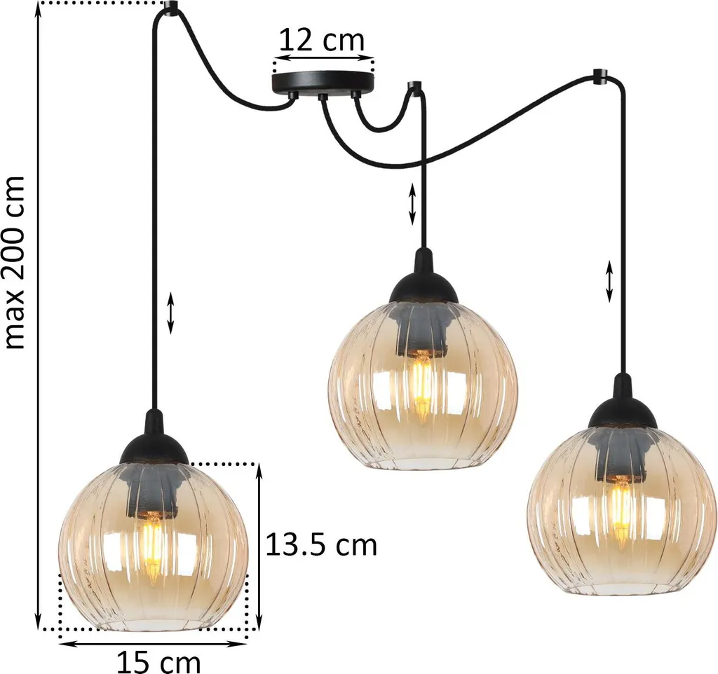 Suspension araignée 3 lampes pour un éclairage doux E27 - 6