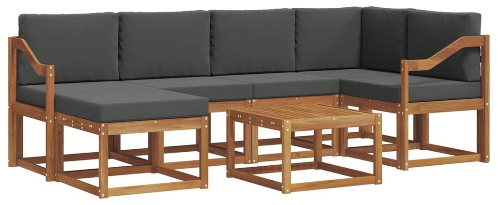 vidaXL Outdoor-Sofagarnitur mit Kissen 7 pcs Natur und Anthrazit