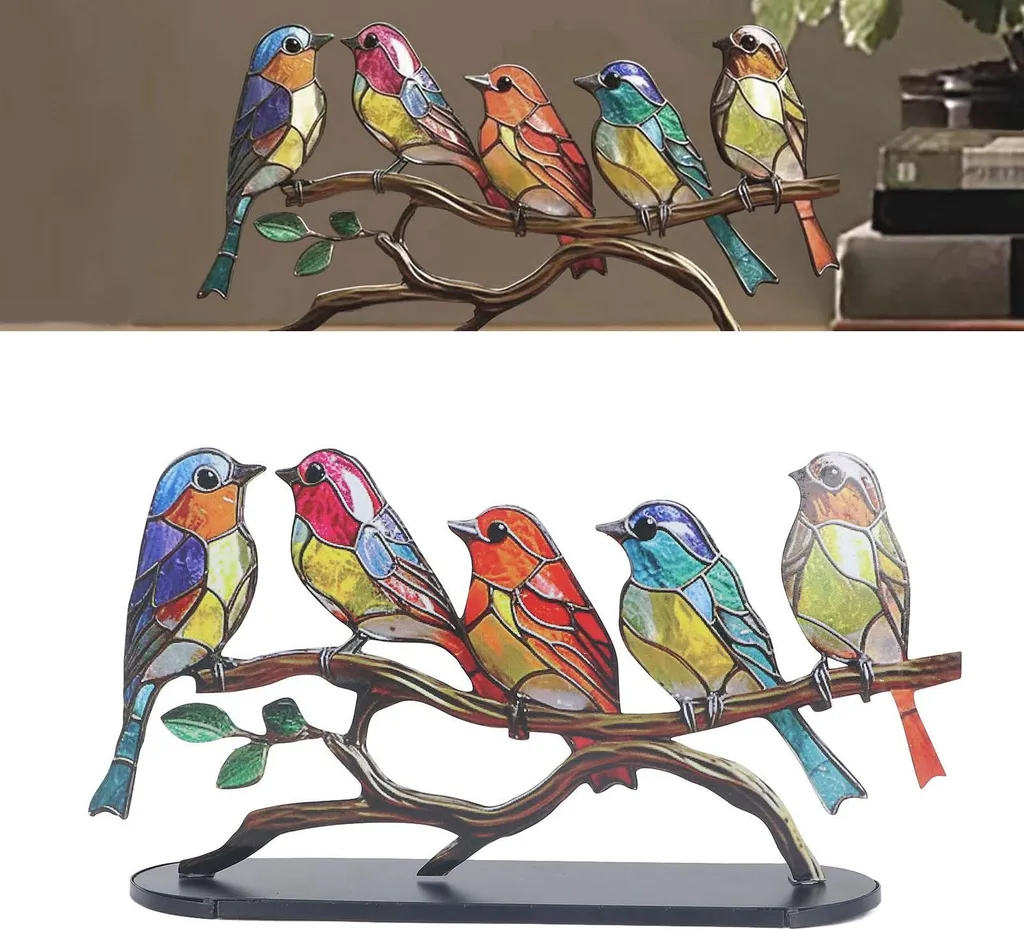 Ladieshow Les-Theresa 12 Pezzi Uccelli Decorativi, Decorazioni Uccellini Decorazione Uccellini Uccelli Artificiali, Resistente ai Colori, 6 Colori, Ideale per Decorare il Giardino, il Fai Da Te