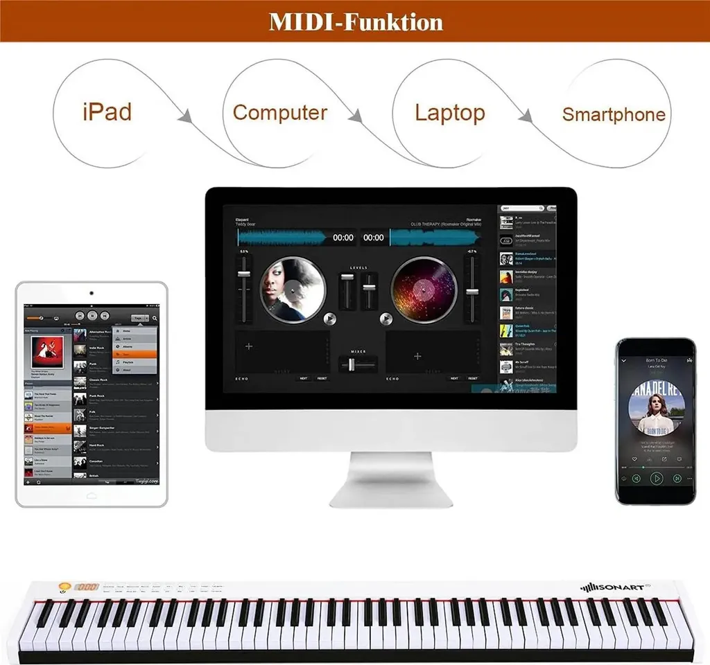 Clavier numérique 88 touches avec Bluetooth et 128 rythmes pour enfant