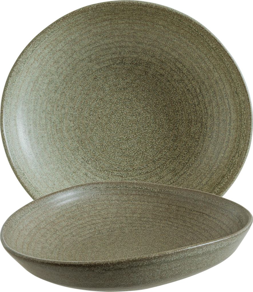 Bonna Adelfa Ripple Tiefer Speiseteller Ø 19 cm – 6er Set | Porzellan Grün | Mikrowellen- & Spülmaschinenfest | Für Alltag, Anlässe & Horeca...