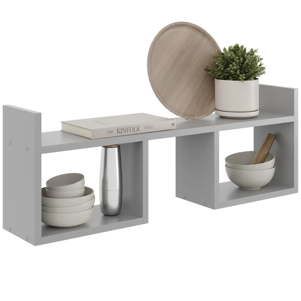 Étagère murale grise - Étagère loft moderne design pour salon et bureau