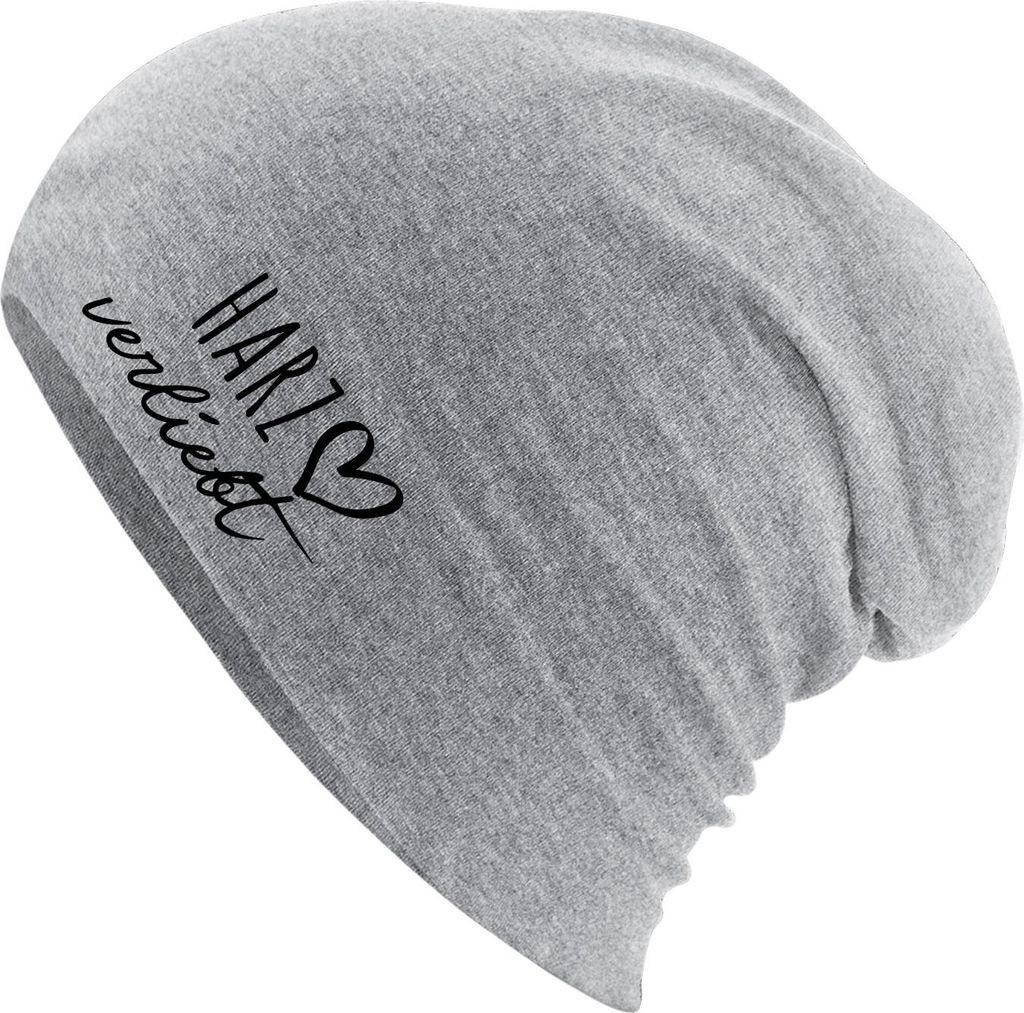 Huuraa Beanie Harz verliebt Heather Grey One Size Baumwolle und Elasthan Mütze Geschenkidee