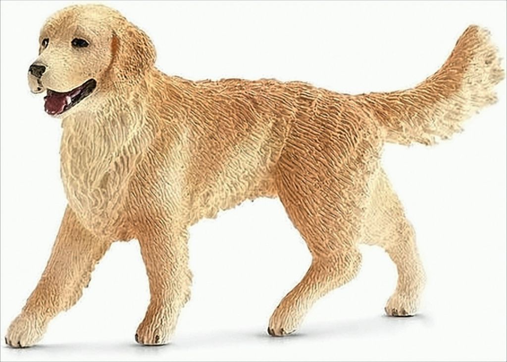 A golden retriever dog figurine.