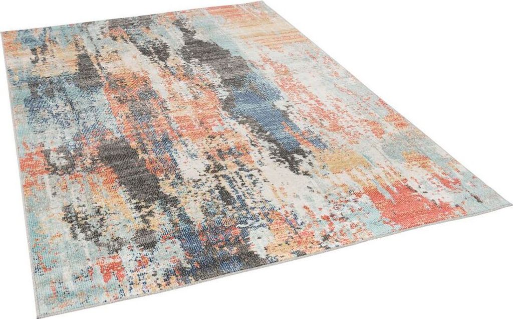 Designer In und Outdoor Teppich Vintage Muster, Größe:160x230 cm, Design:Rost Blau Verlauf