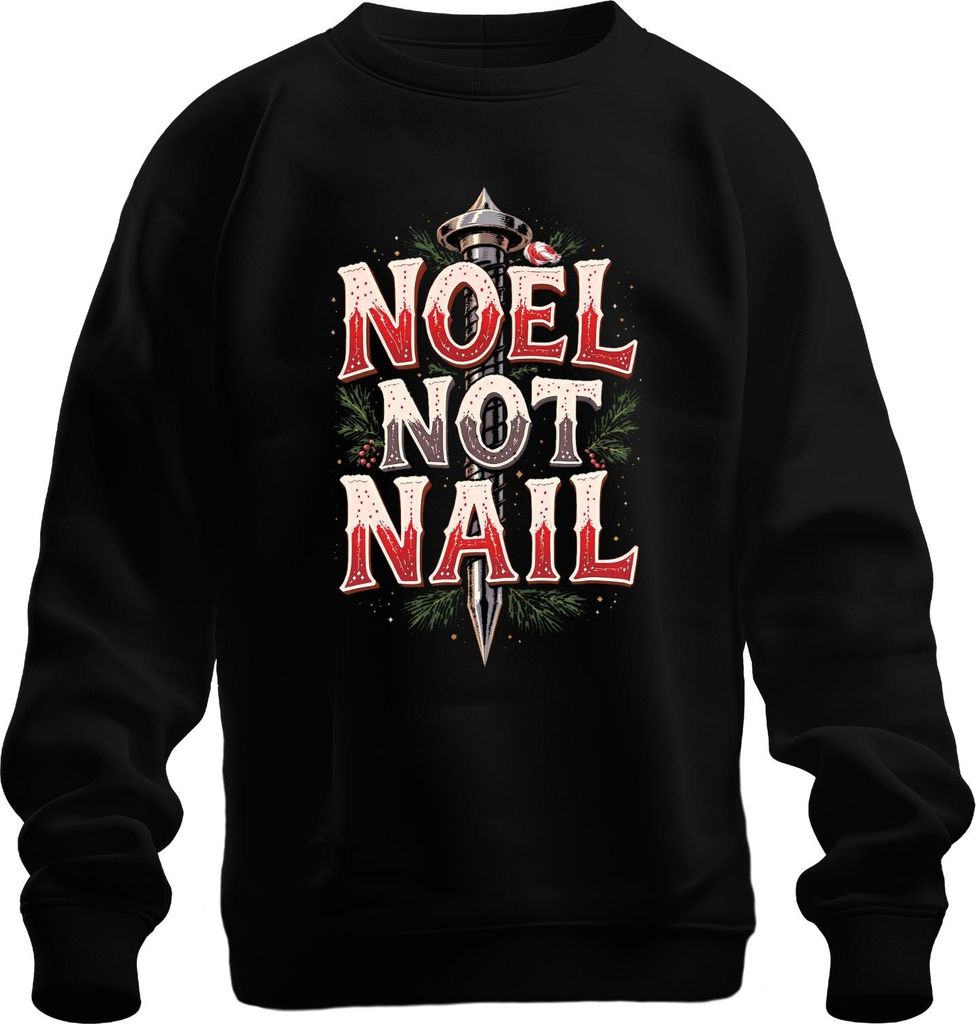 NOEL NOT NAIL Weihnachten Handwerker Zimmermann Nagel Vintage Uni Sweatshirt Pullover, Schwarz, L