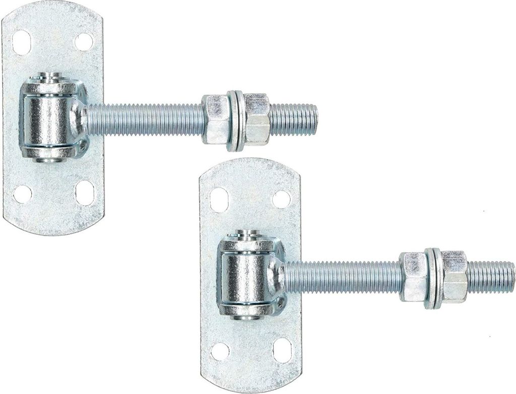 KOTARBAU 2 Stück Torangel Verzinkt Gewinde M 16 mm Langloch Einstellbar Mit Anschraubblech Torscharnier Mit Federklemme Torscharniere Hängescha...