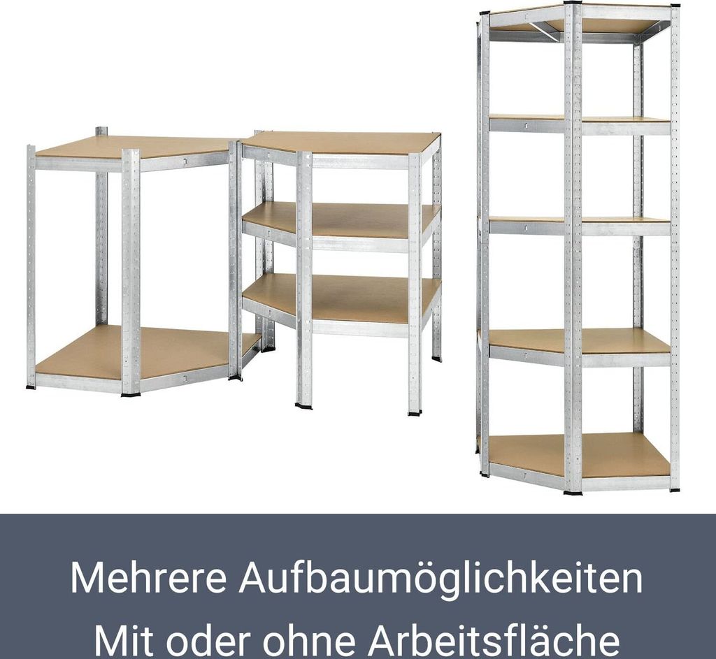 Rohový regál 21093, úložný regál, z pozinkovaného kovu, s 5 Obrázok produktu 5