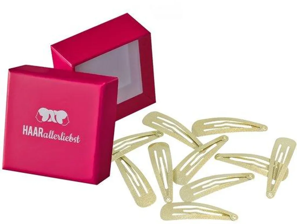 Barrettes Dorées Pailletées avec Boîtier de Rangement - 5 cm - 10 Unités