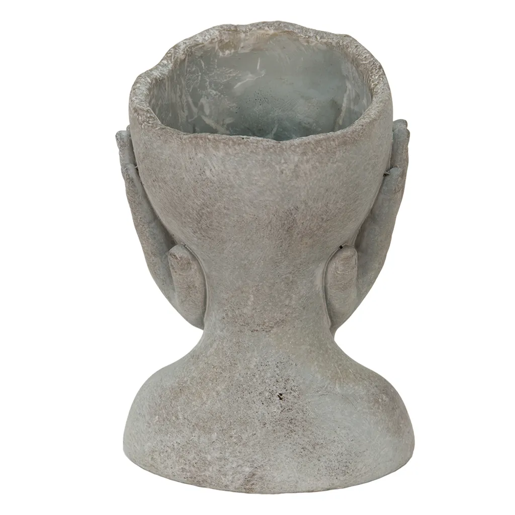 Pot de Fleurs Tête Stable Gris Pierre 22cm : Déco Unique sans Risque
