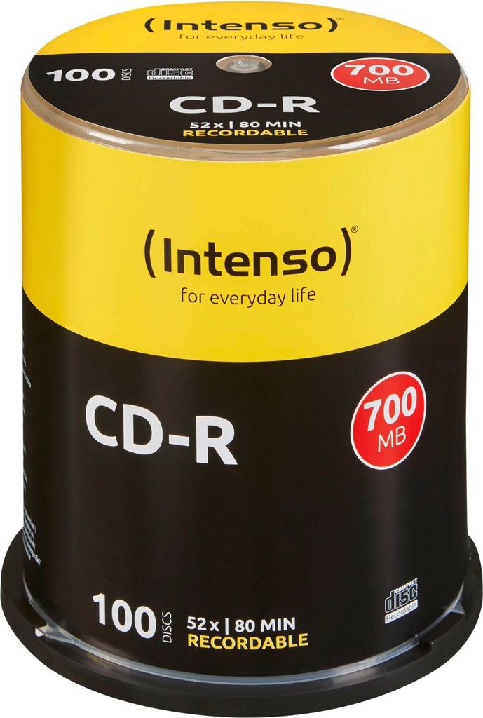 1x100 Intenso CD-R 80 / 700MB 52x Speed, Cakebox Produktbild 