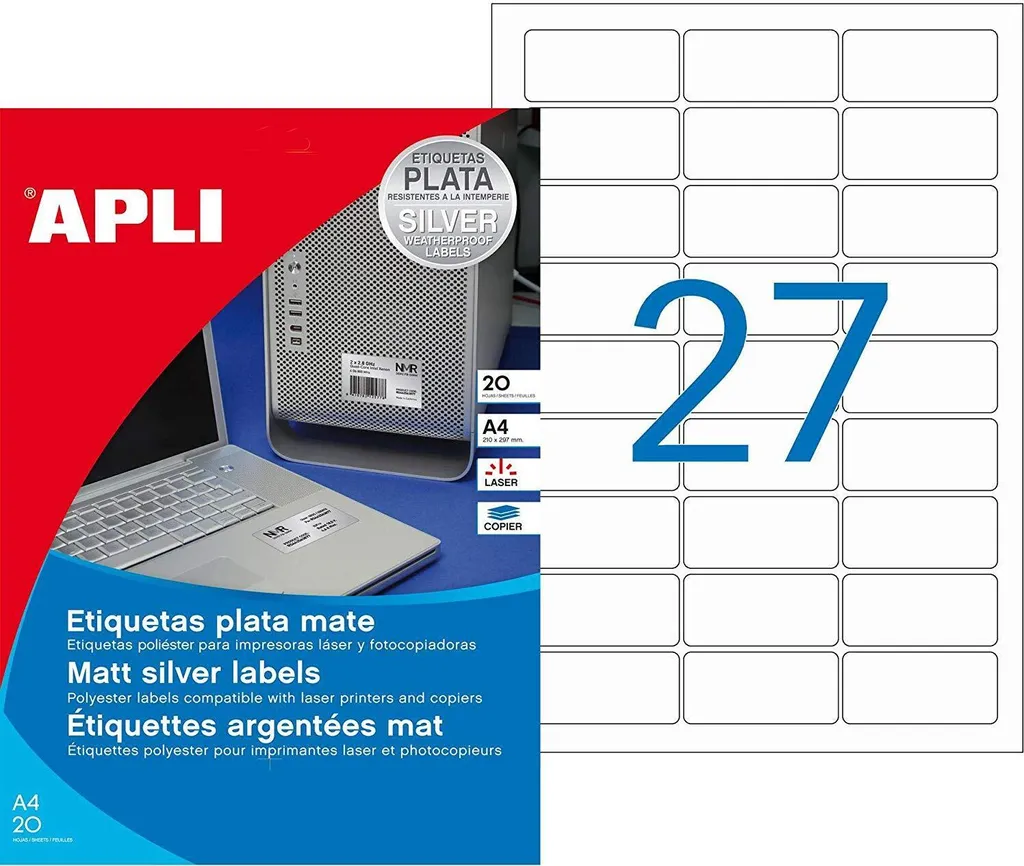 Agipa Plaque Signalétique 63,5 x 29,6 mm Argent Métal Haute Résistance