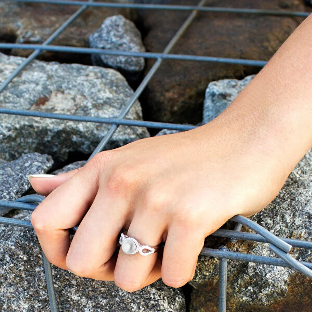 Regalo Perfetto: Anello Argento 925 con Perla e Cristalli AGG205