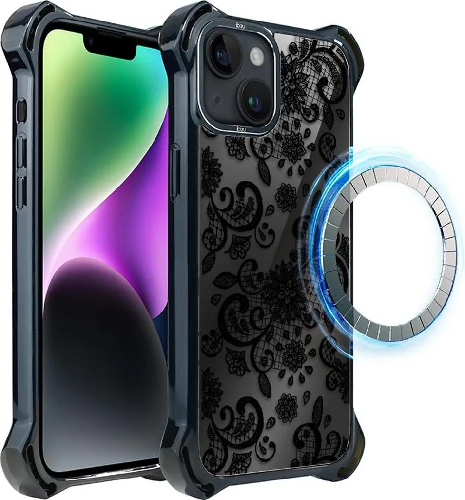 iPhone 14 IBIZU DropGuard Ultra MagSafe - Custodia Pizzo Nero Mezzanotte