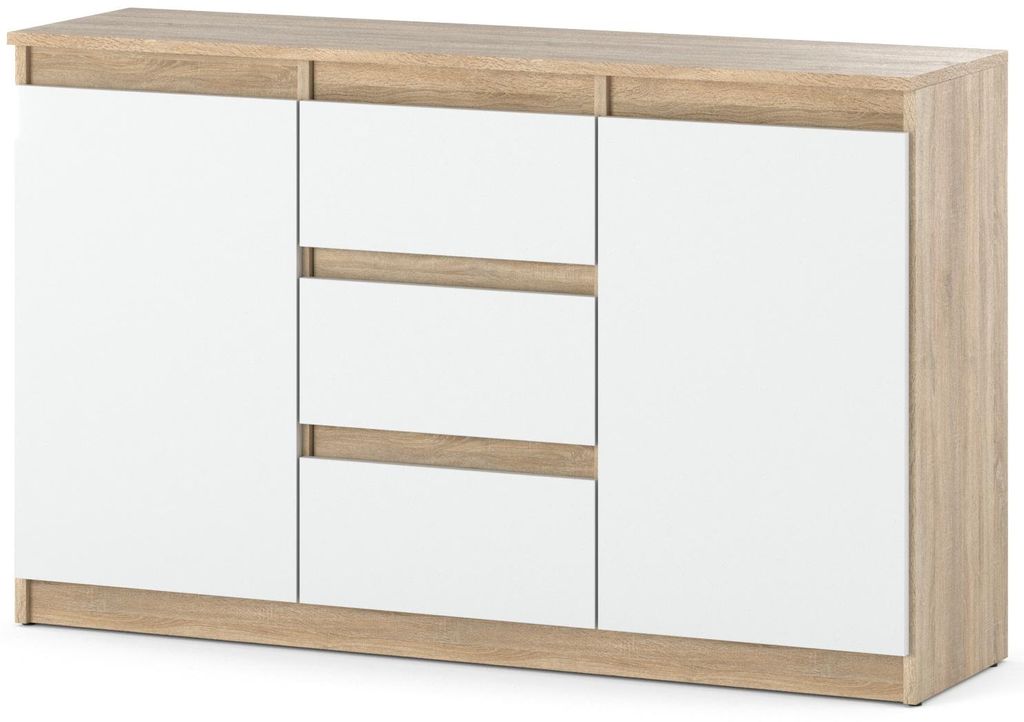 Komoda 120 cm Aga Sonoma Biała matowa z szufladami Zdjęcie produktu 