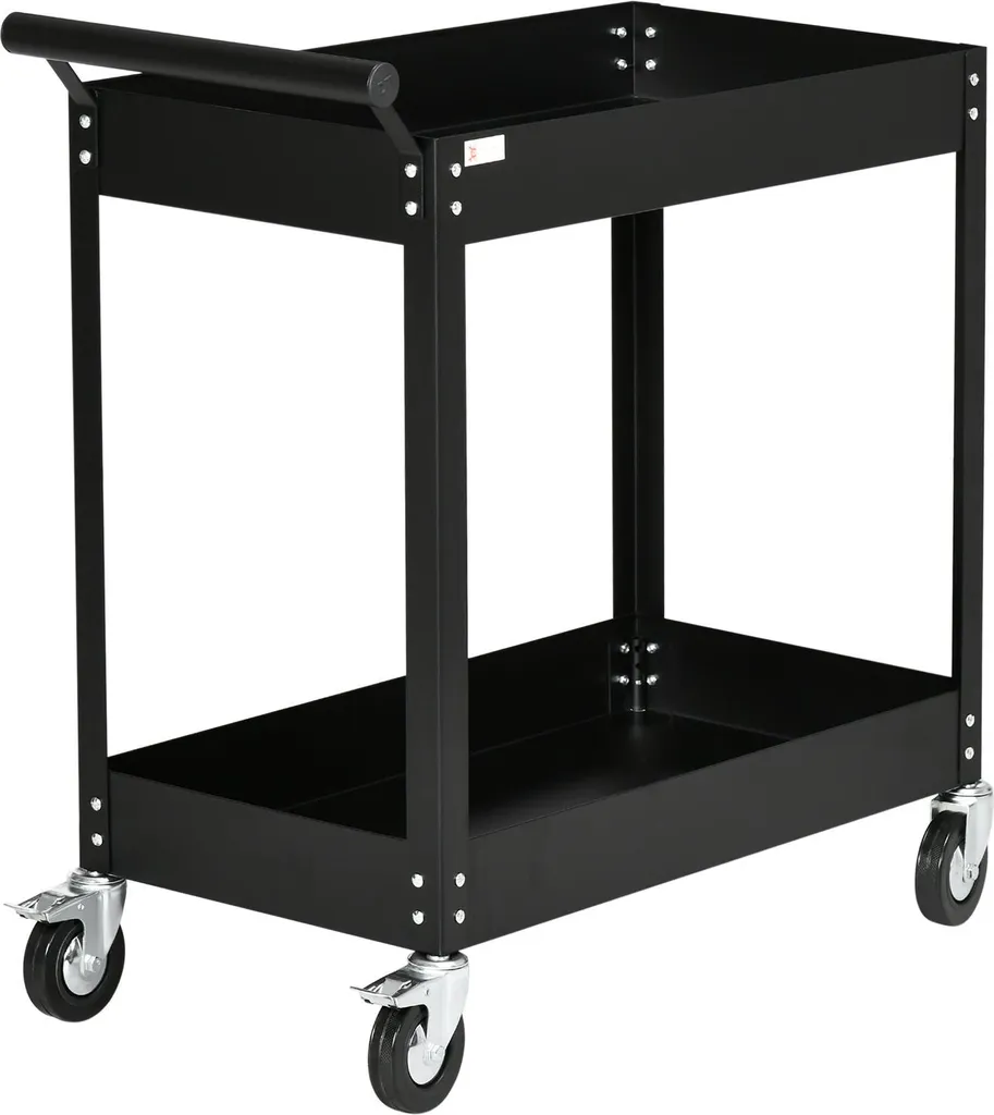 Chariot de transport 150kg avec poignée latérale - Acier noir 4 roulettes