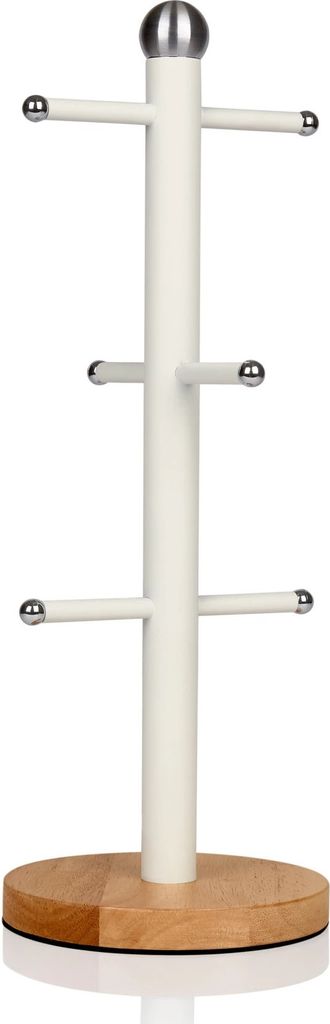 SWAN Nordic Nordic Tassenhalter für 6 Tassen Kohlenstoffstahl und Sockel aus Bambus Modernes Weiß