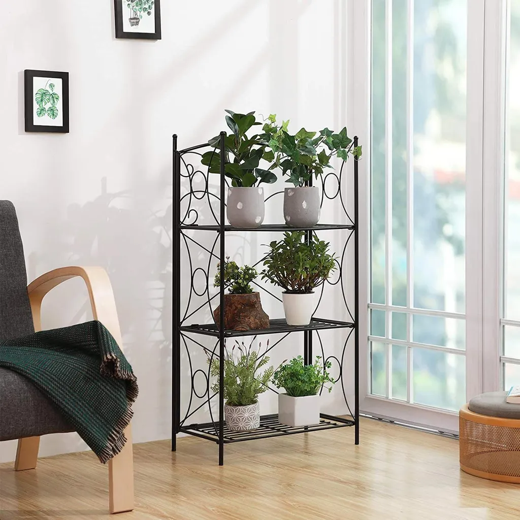 Étagère à fleurs modulable 3 niveaux en bambou, support pot compact 70cm