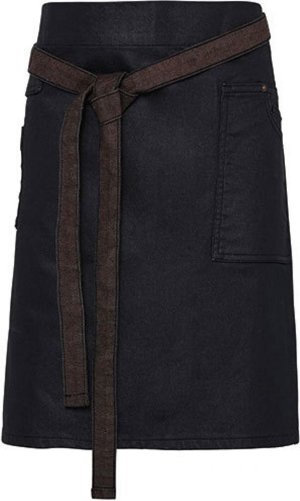 Premier Workwear PR135 | Schürze Division Waxed Look Denim Waist Apron - Farbe: Indigo/Brown Denim - Größe: One Size