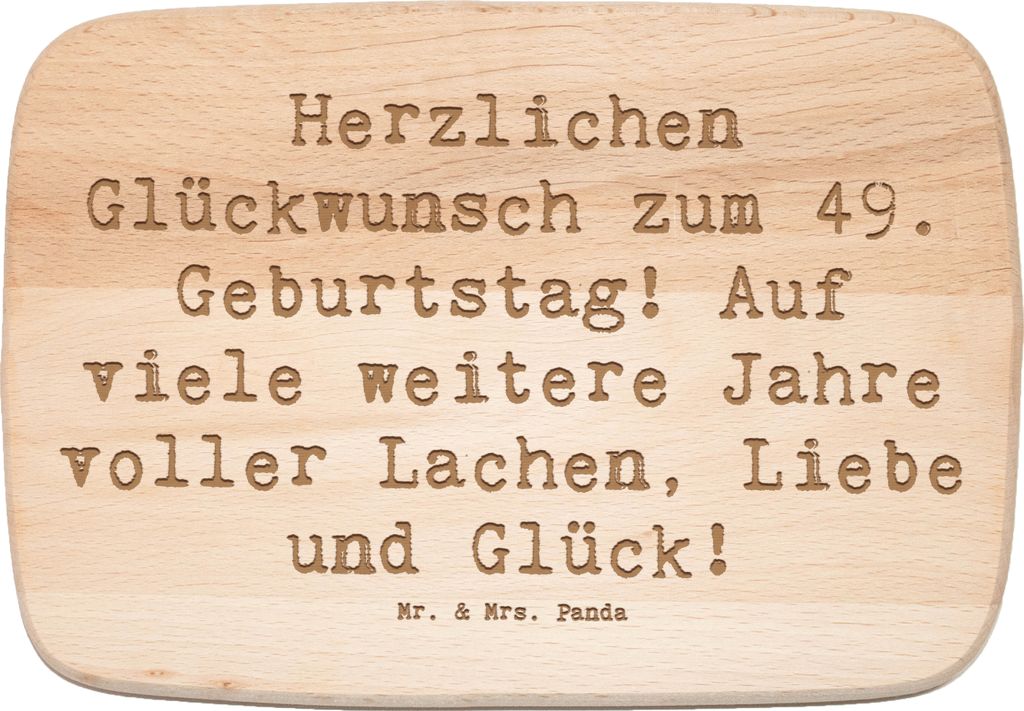 Mr. & Mrs. Panda Frühstücksbrett Spruch 49. Geburtstag Glückwünsche - Transparent - Geschenk, Jubilaeum, Küchenbrett, Alter, Happy Birthday, m...
