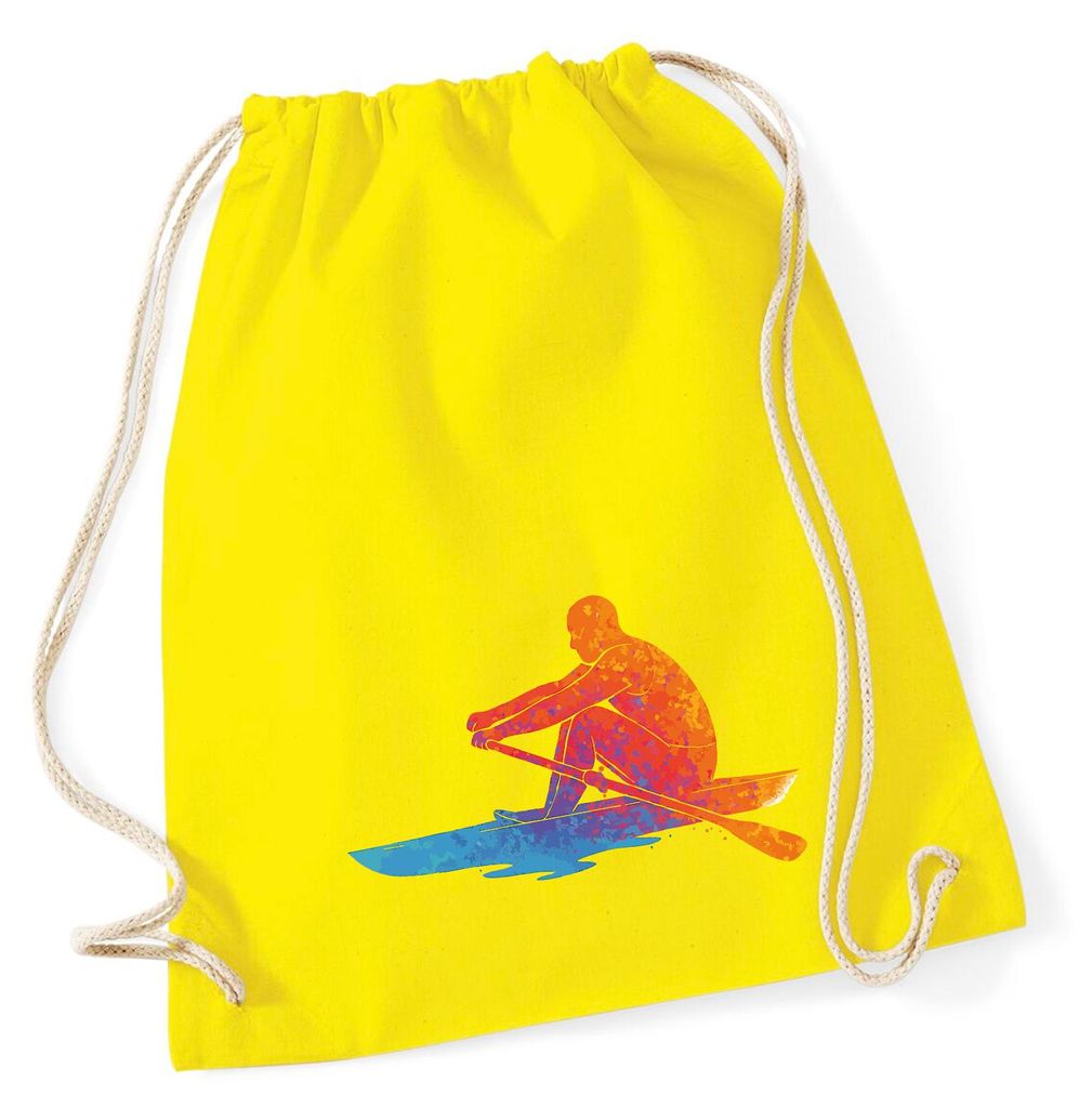 Huuraa Turnbeutel Rudern bunte Silhouette 12 Liter Yellow Baumwolle Rucksack Geschenkidee