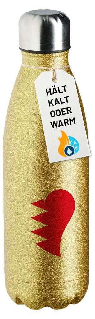 Huuraa Trinkflasche Bahrain Flagge Herz 500ml Gold Edelstahl Wasserflasche Trinkflasche Geschenkidee