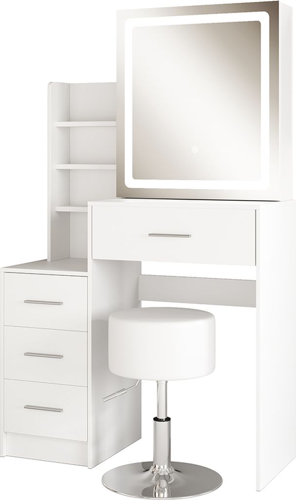 Coiffeuse Vicco Lisca Blanc 80cm avec miroir LED et Image du produit 
