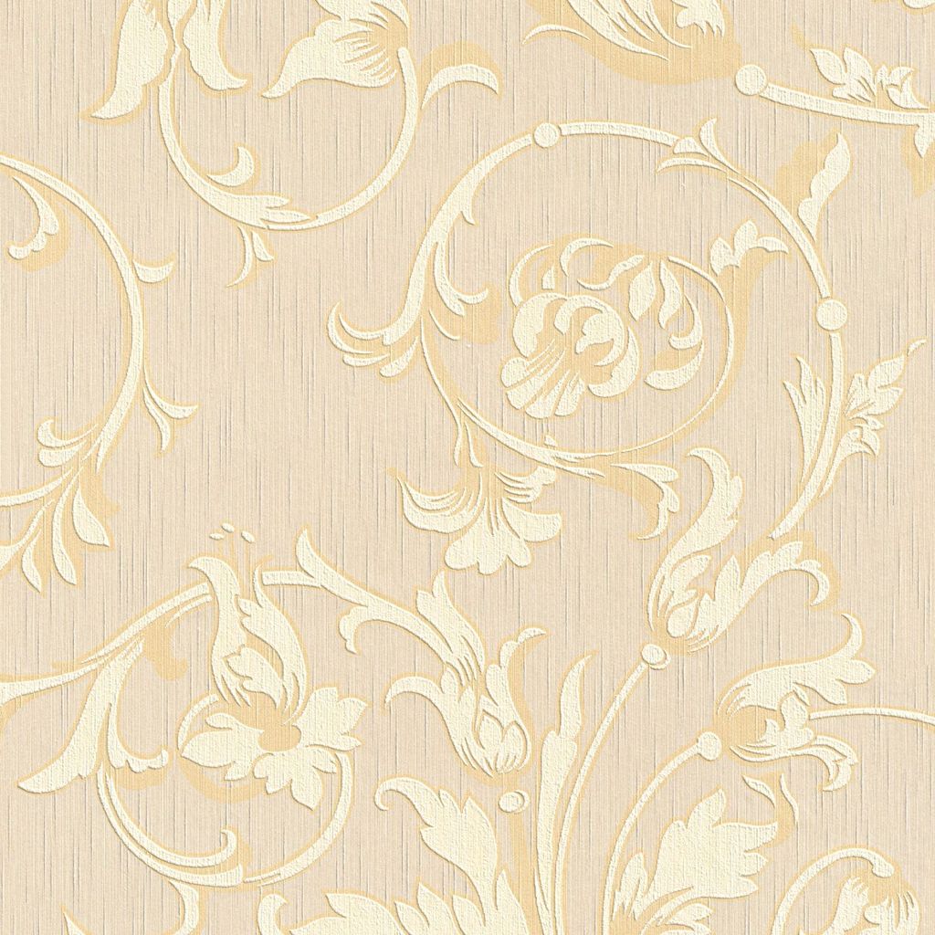 Profhome 956332-GU Textiloptik Tapete Blumen matt creme gold beige 5,33 m2