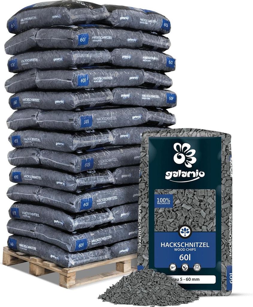 Galamio Holzhackschnitzel Grau 60l x 39 Sack 2340l Palette Produktbild 