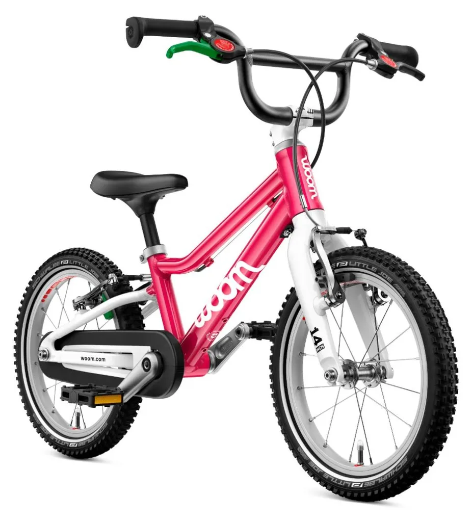 Vélo enfant 14 pouces woom GO 2 rose : bicyclette légère pour débuter