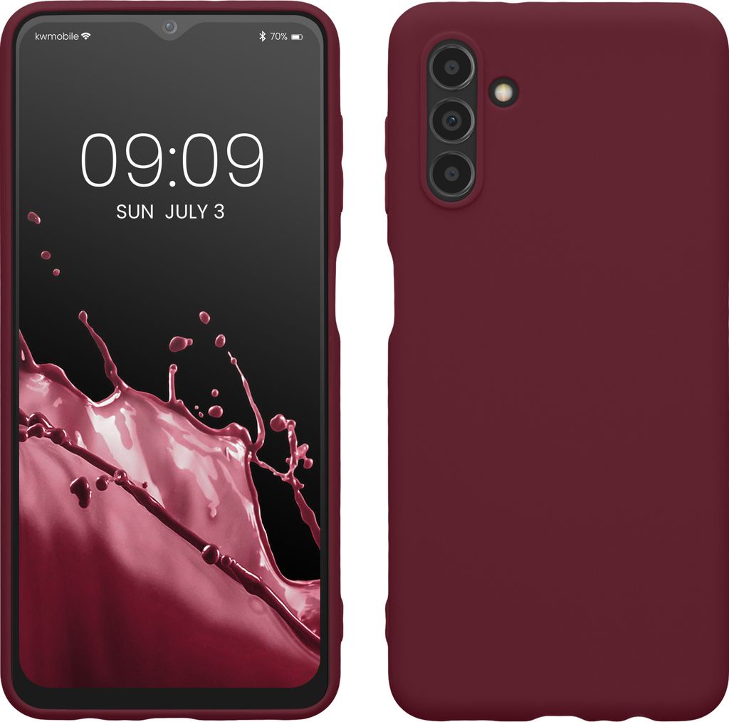 kwmobile Hülle kompatibel mit Samsung Galaxy A04s Hülle - weiches TPU Silikon Case - Cover geeignet für kabelloses Laden - Bordeaux Violett