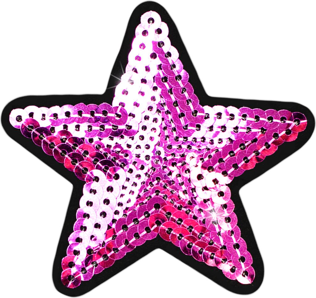 1 Pailletten Aufbügler Aufnäher Stern 70mm Pailettenstern Farbauswahl, Farbe:bubblegum