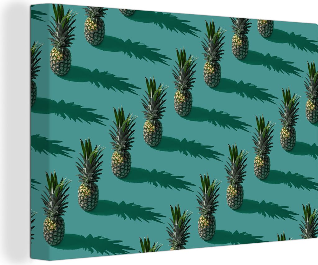 OneMillionCanvasses - Leinwandbilder - 140x90 cm, Sommer - Ananas - Blau, Wandbilder Kunstdruck Wanddekoration