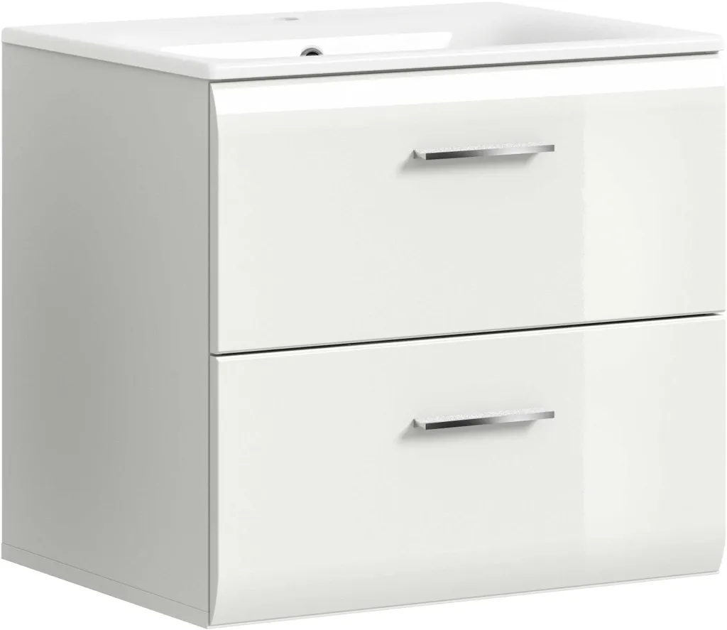 Meuble sous lavabo Ice avec vasque 2 tiroirs blanc brillant