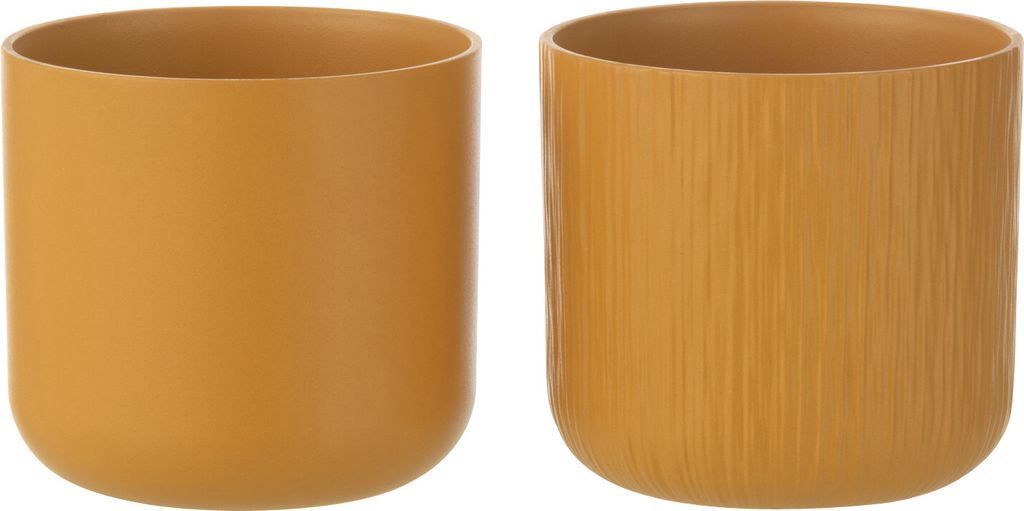 J-Line J-Line Blumentopf Gen - Keramik - Ocker - Small - 2 Stück - Ø 13,5 Cm