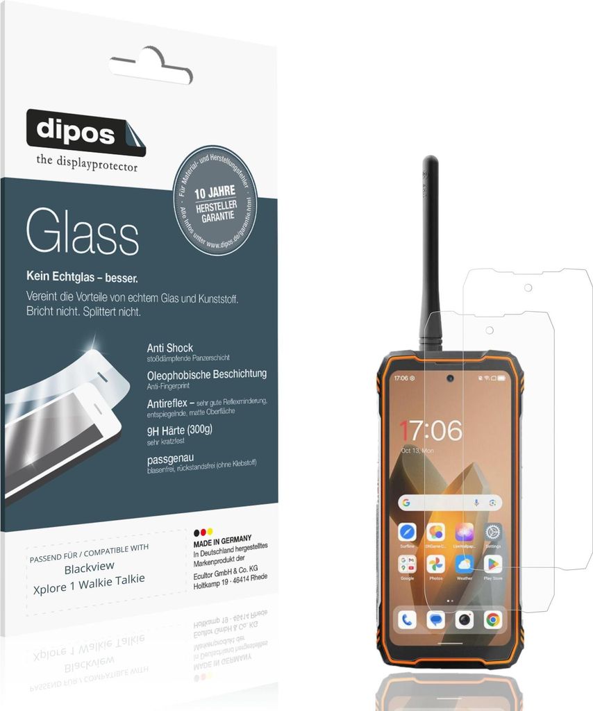 2x Schutzfolie für Blackview Xplore 1 Walkie Talkie matt - Anti-Shock 9H Folie dipos Glass Kunststoffglas