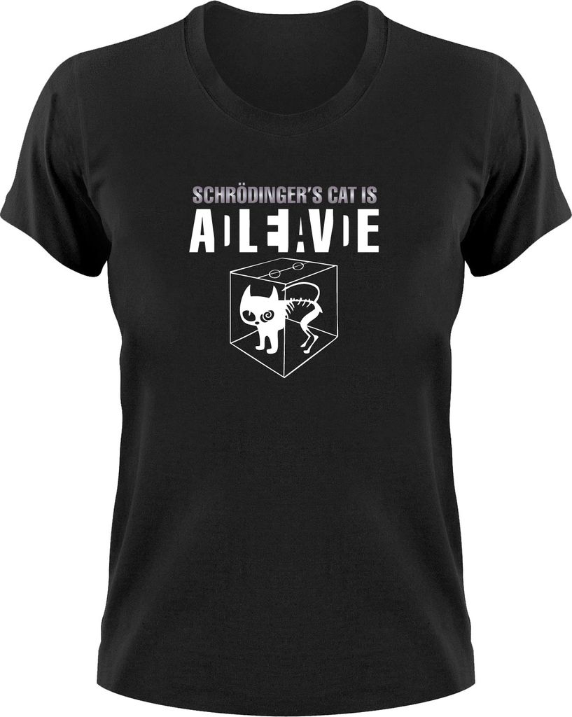 Styletex23 T-Shirt Schroedingers Cat Is Still Alive Dead, Damen schwarz, S