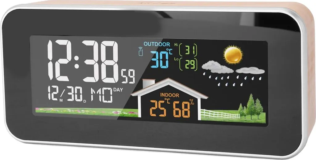Station météo domestique avec réveil et thermomètre sans fil intérieur - 2