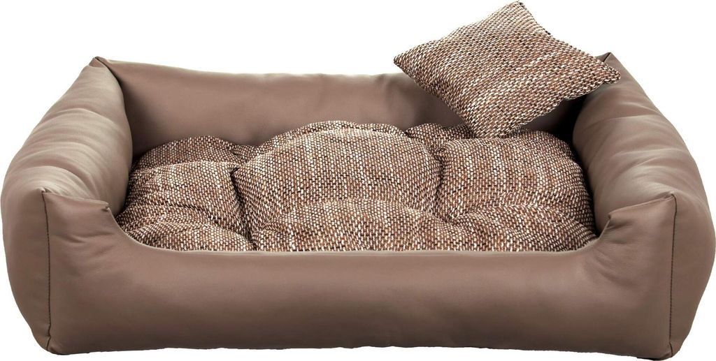 Hundebett EKO – Elegantes Hundesofa aus Ökoleder, pflegeleichte Hundeliege und langlebiges Hundekissen in hoher Qualität (S - 65x55, Beige)