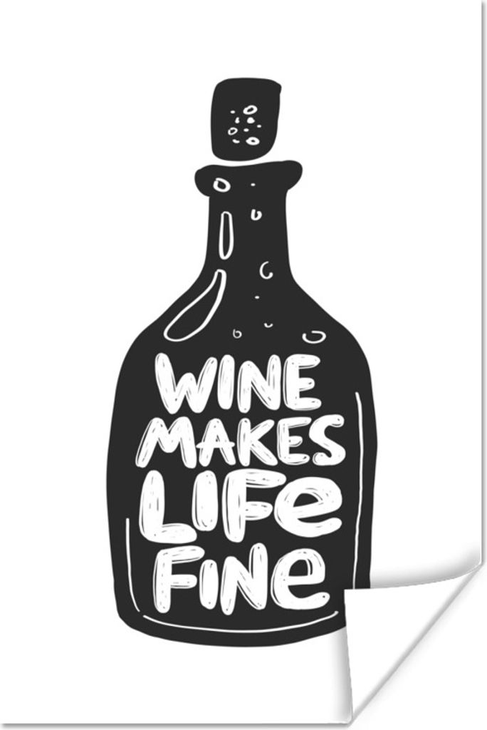 MuchoWow Poster Wein - Zitat - Flasche 60x90 cm - Wanddekoration
