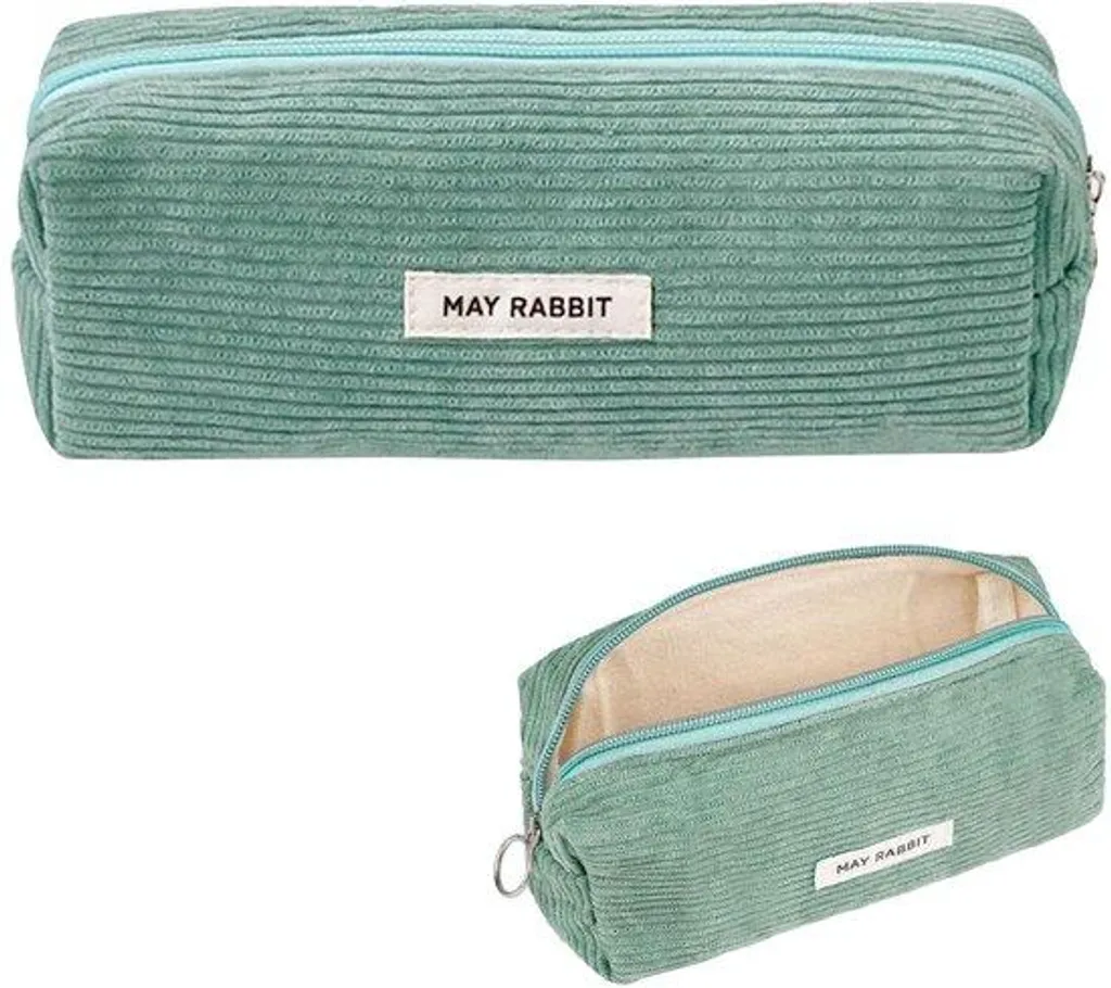 Trousse verte grand compartiment en velours et sets de toilette amovibles