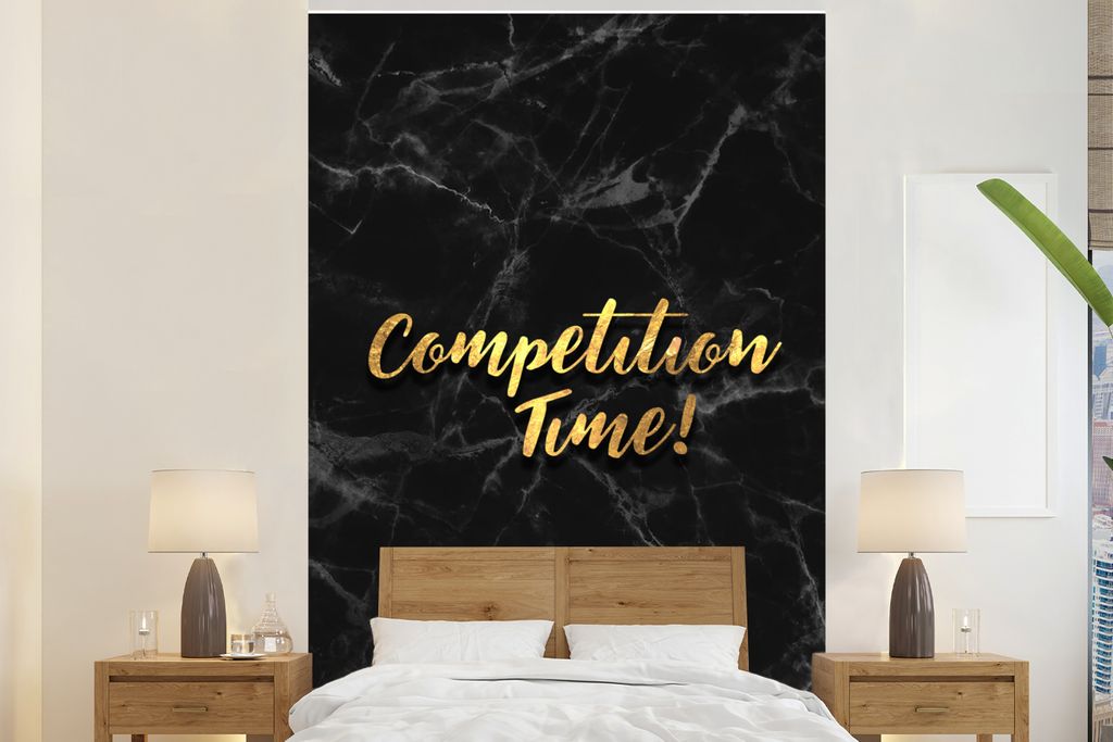 MuchoWow Fototapete für Wohnzimmer oder Schlafzimmer Wandtapete Vinyl Motivtapete Zitat - Aktion - Gold - Marmor - 200x300 cm - Wanddekorationen
