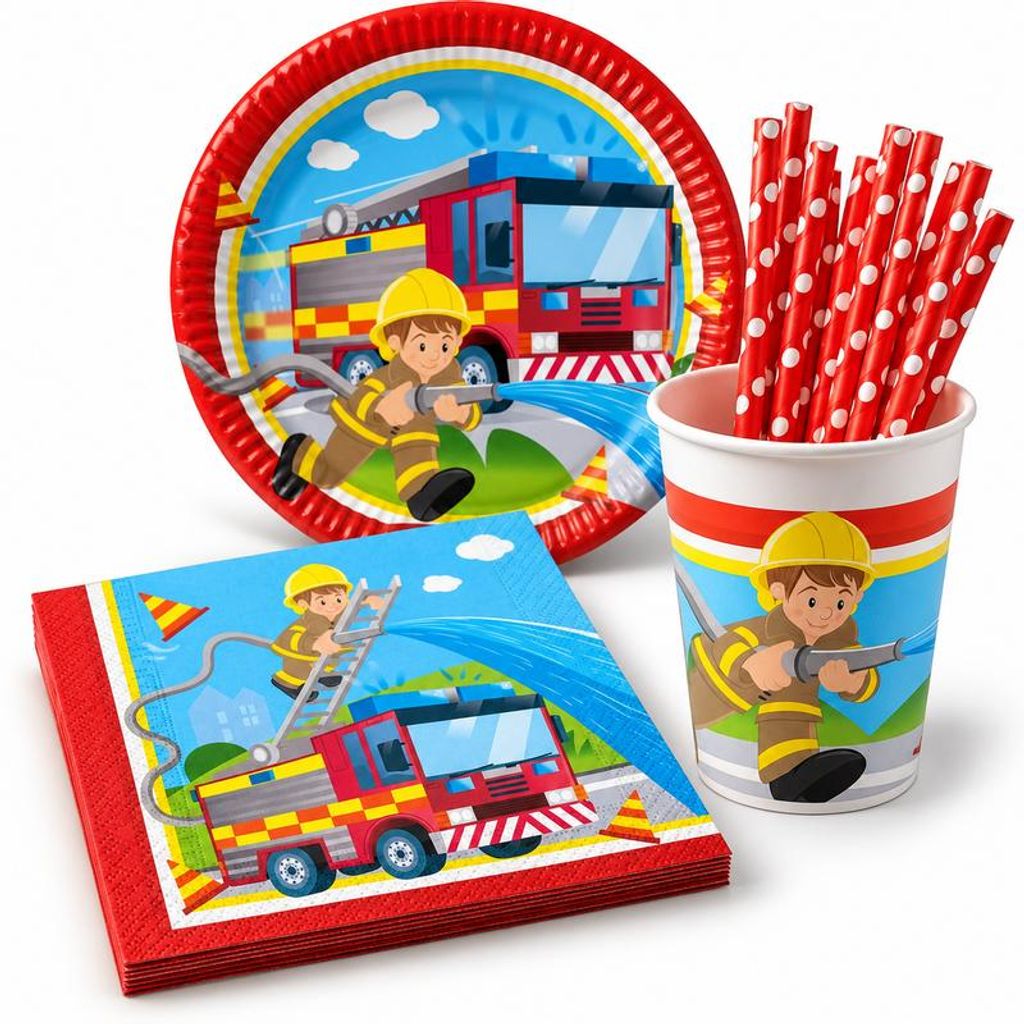 Partyset Feuerwehr Kindergeburtstag Deko Dekoration Produktbild 