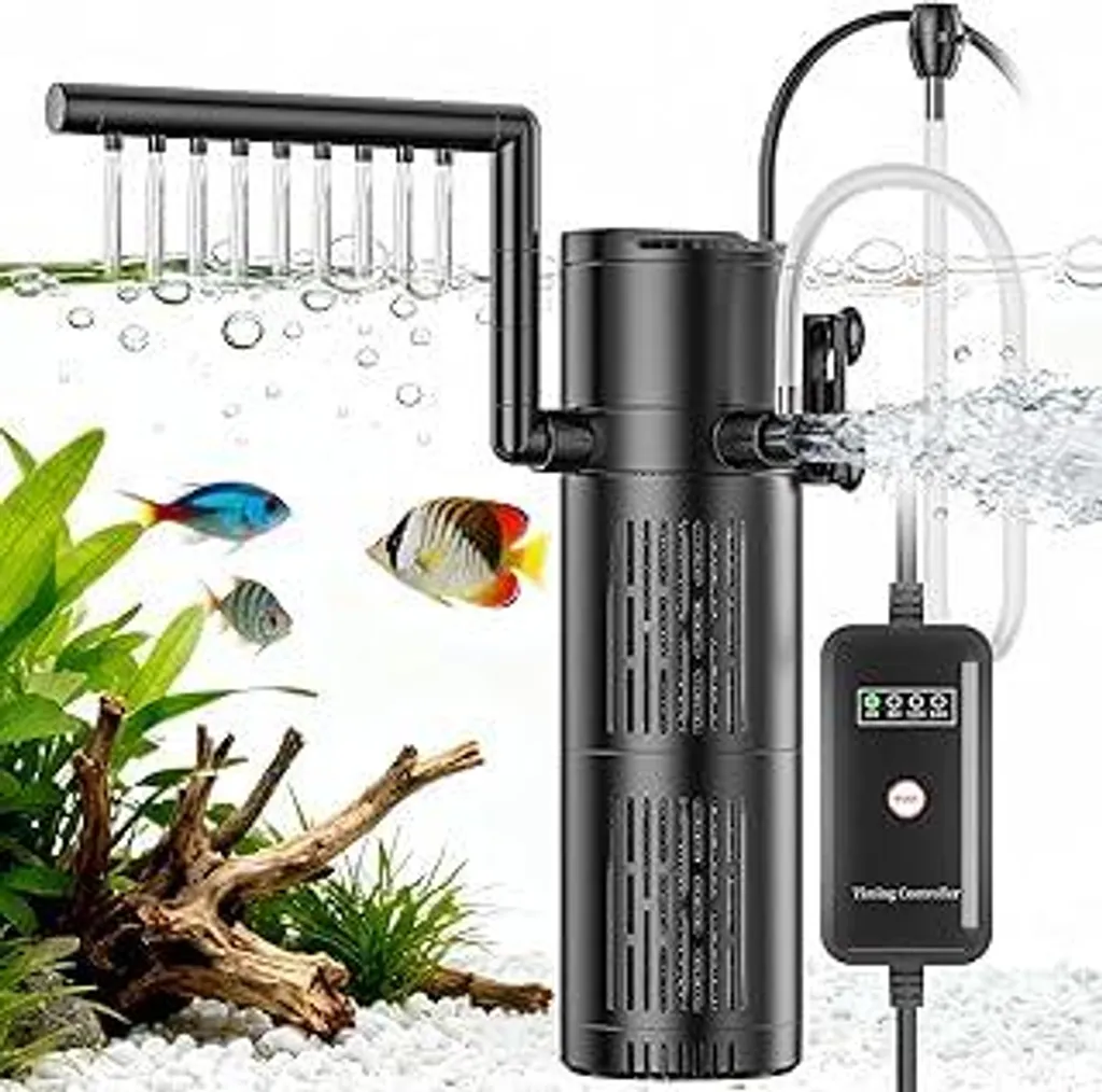 Filtro Acquario 5 in 1 UVC 6W - Pompa 500L/h con Timer per Acqua Cristallina