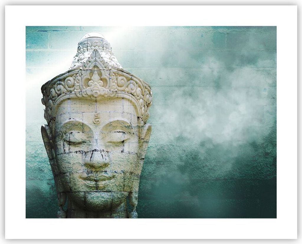 Poster - Poster ohne Rahmen - Buddha Grafik Türkis - 50x40 cm - Wand Bild - Wanddeko - Wandbilder - Kunstposter - Wandposter - Bilder - Kunstdruck...