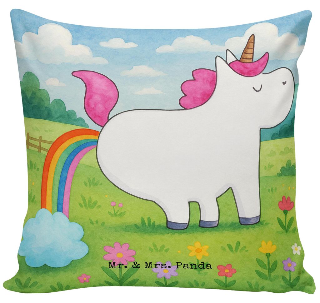 Mr. & Mrs. Panda kissen bedruckt Einhorn Pupsen Design - Weiß - Geschenk, Polster, Glitzer, Freundin, Unicorn, Lustig, für couch, Deko, Kuschel, ...